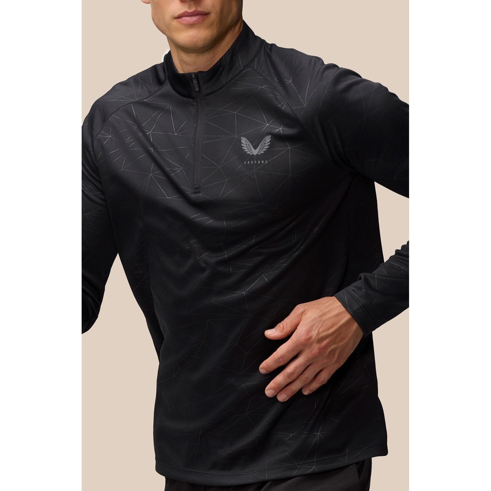 Castore Adapt Training 1/4 Zip Top Polyester Herren Schwarze Farbe Sport-T-Shirts