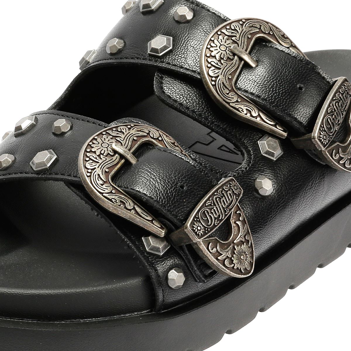 Buffalo Raya Ari West Leder Damen Schwarze Sandalen