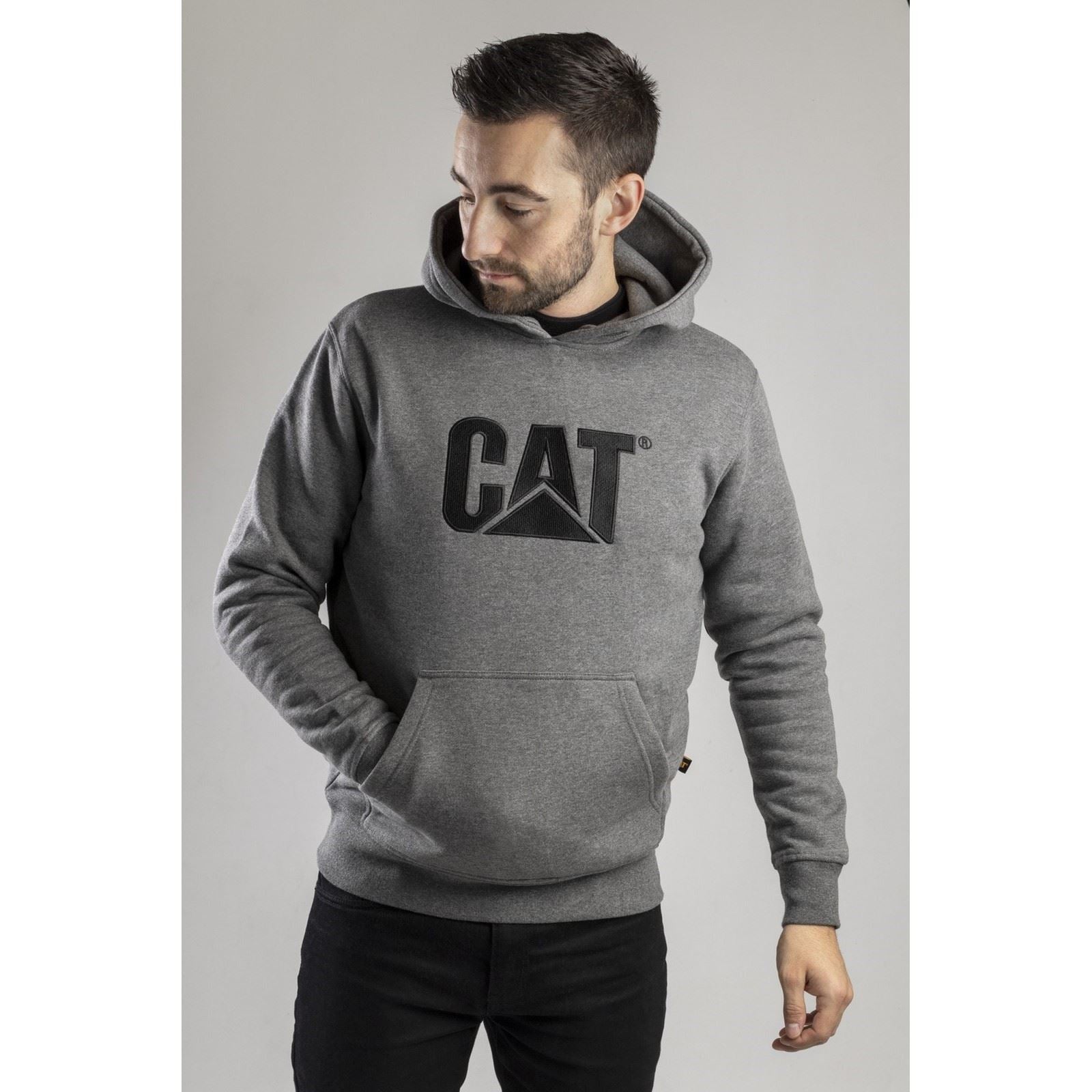 Caterpillar Trademark Baumwoll Herren Graues Kapuzensweatshirt