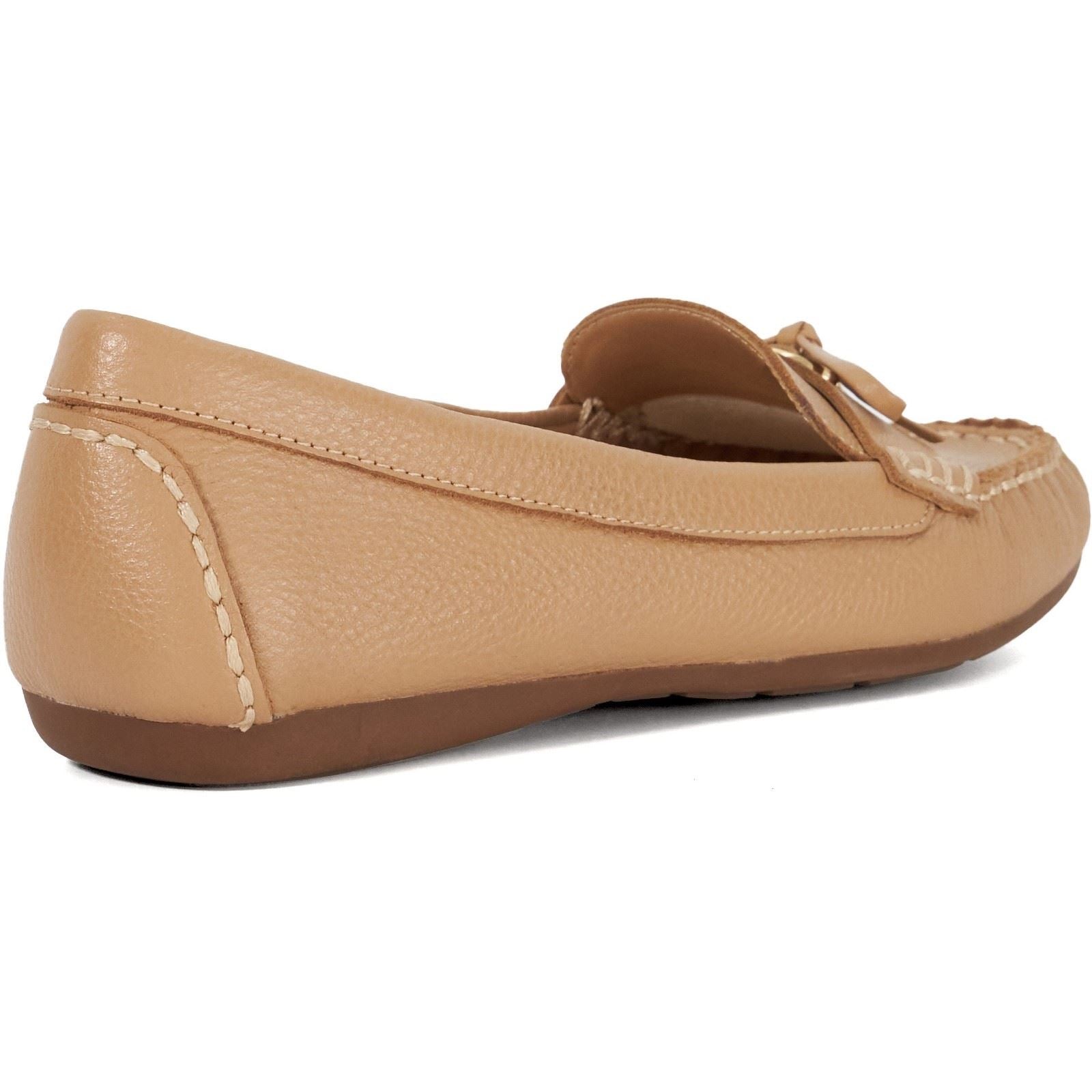 Dune Grovers Wide Fit Leder Damen Camel Mokassin Schuhe
