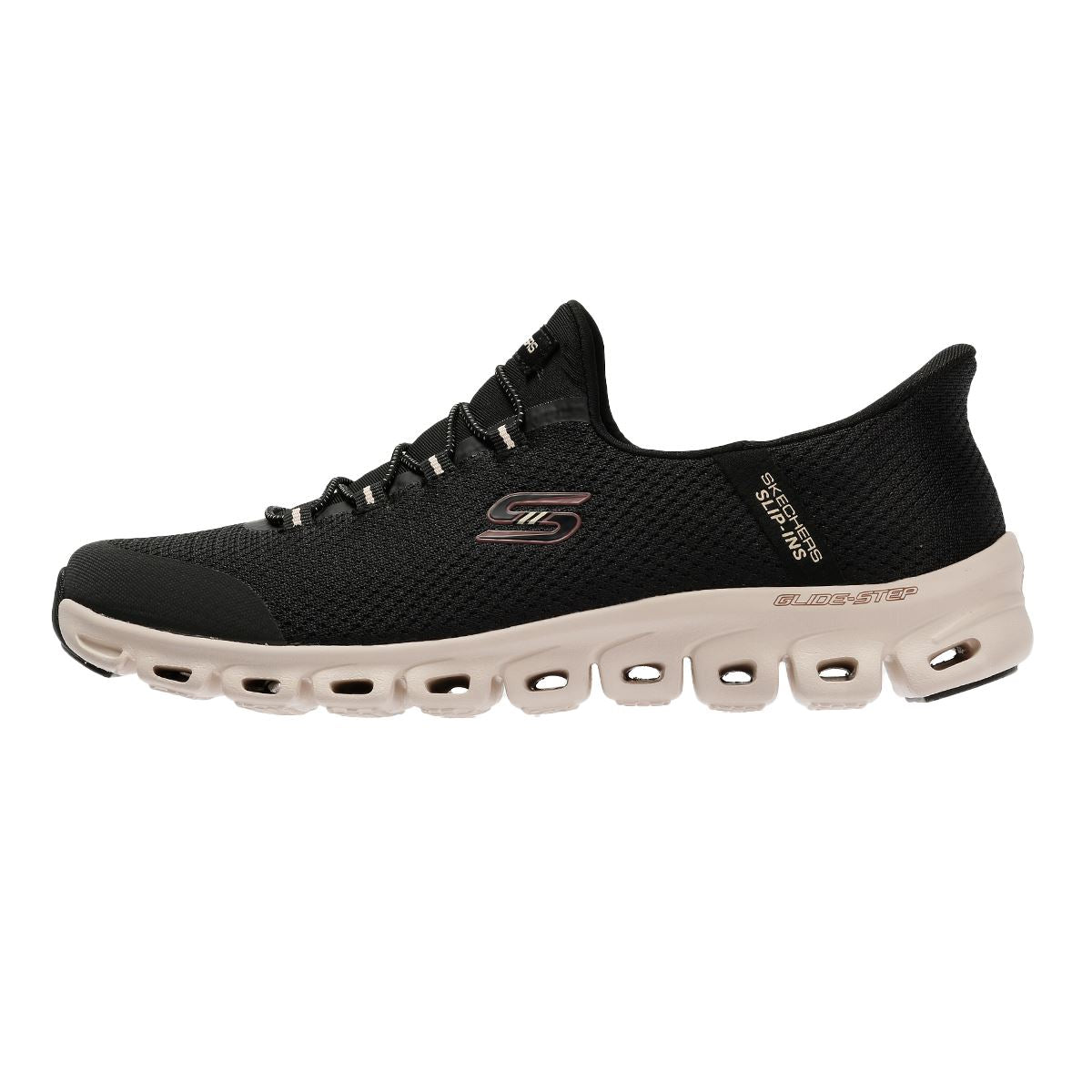 Skechers Slip-Ins Glide Step Vibey Mesh Damen Schwarze Turnschuhe