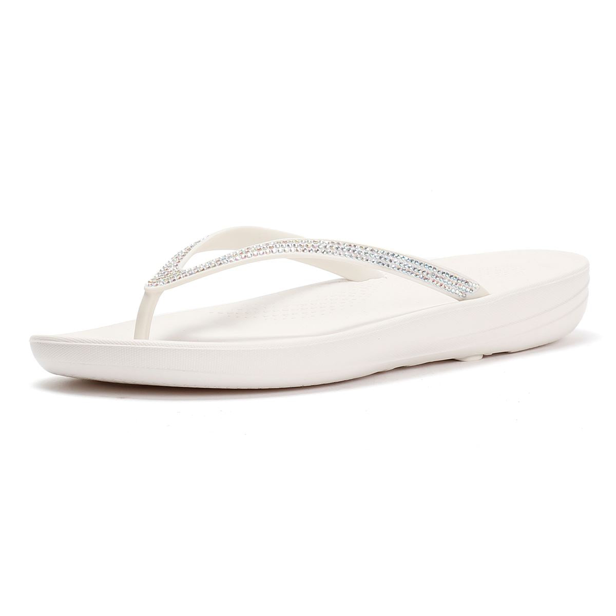 FitFlop Iqushion Sparkle Gummi Damen Weiße Flip-Flops
