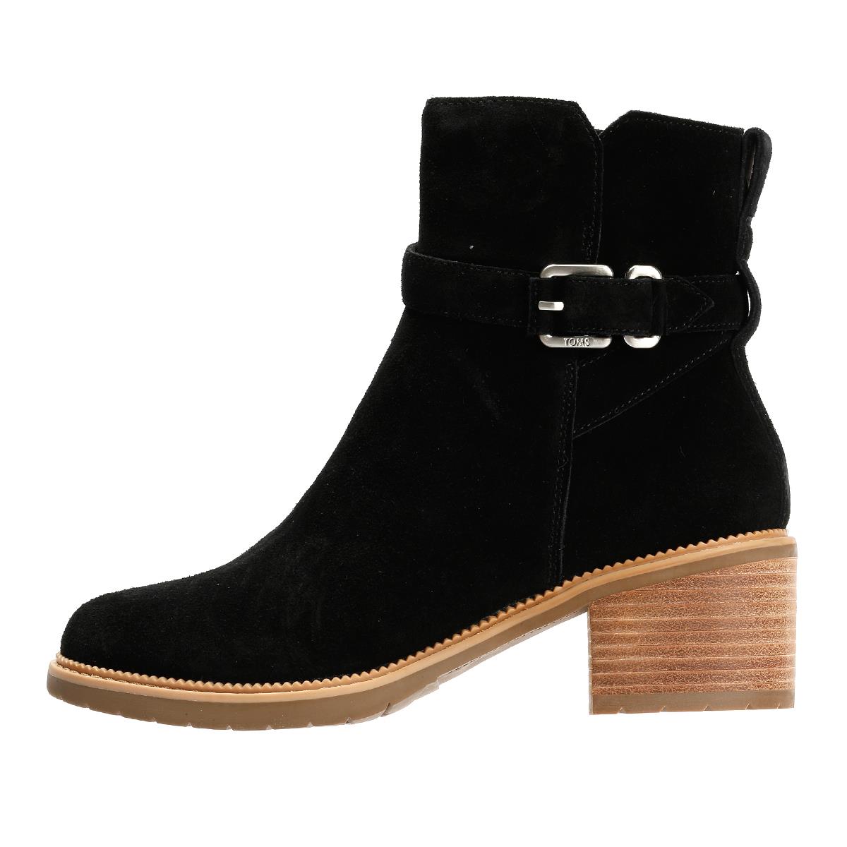 TOMS Hailey Buckle Wildlederschwarze Damenstiefel
