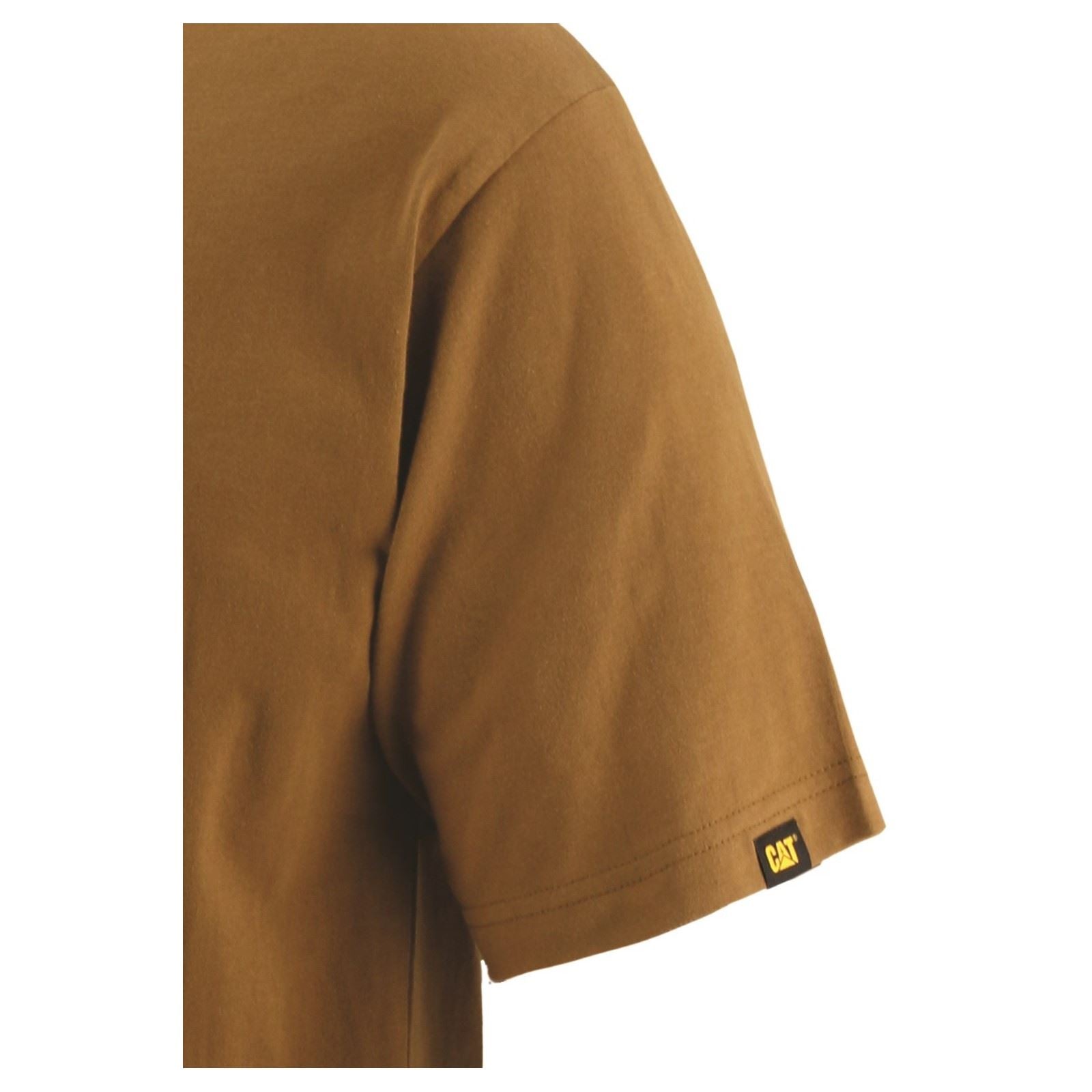 Caterpillar Trademark Logo Baumwoll Herren Bronze Kurzarm T-Shirts