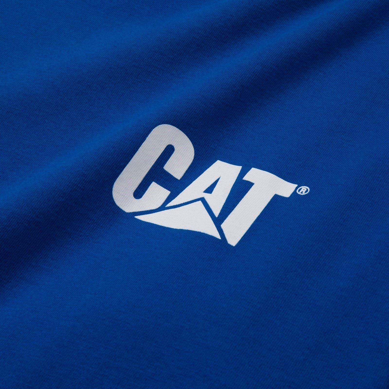 Caterpillar Trademark Banner Long Sleeve Baumwolle Herren Blau T-Shirt