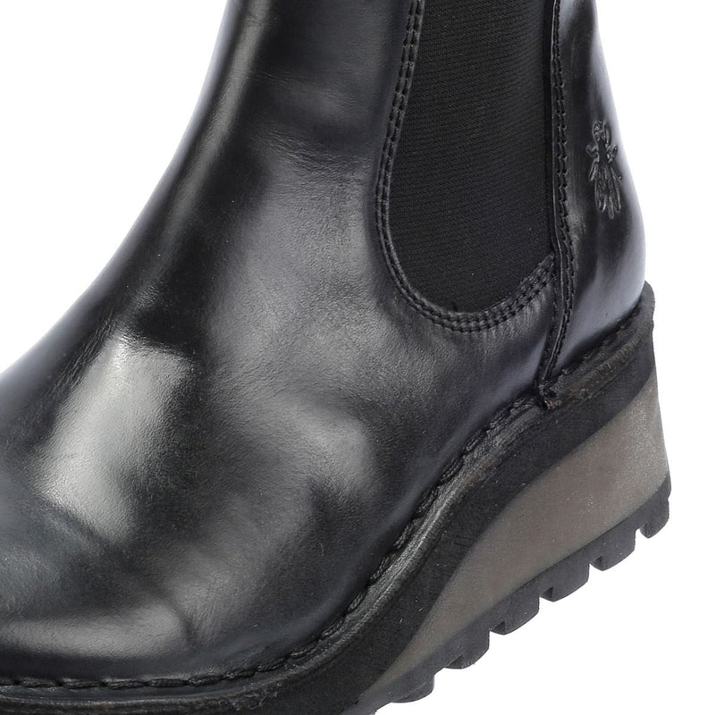 Fly London Huud Leder Damen Schwarze Farbe Stiefel