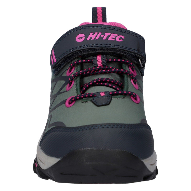 Hi-Tec Blackout Low Polyester Soft Shell Mädchen Wanderschuhe In Dunkelgrün/Indigo/Rosa