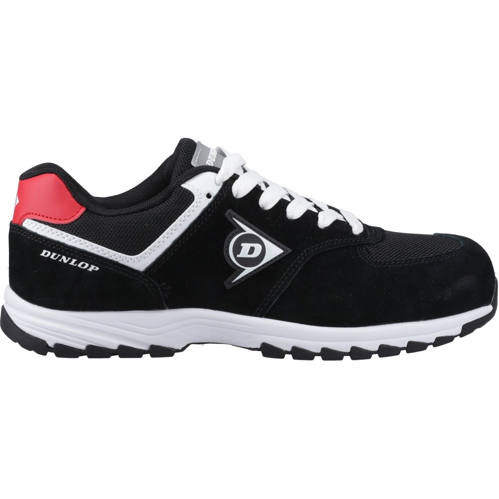 Dunlop Arrow Wildleder Herren Sicherheits-Sneaker In Schwarz/Rot/Weiß