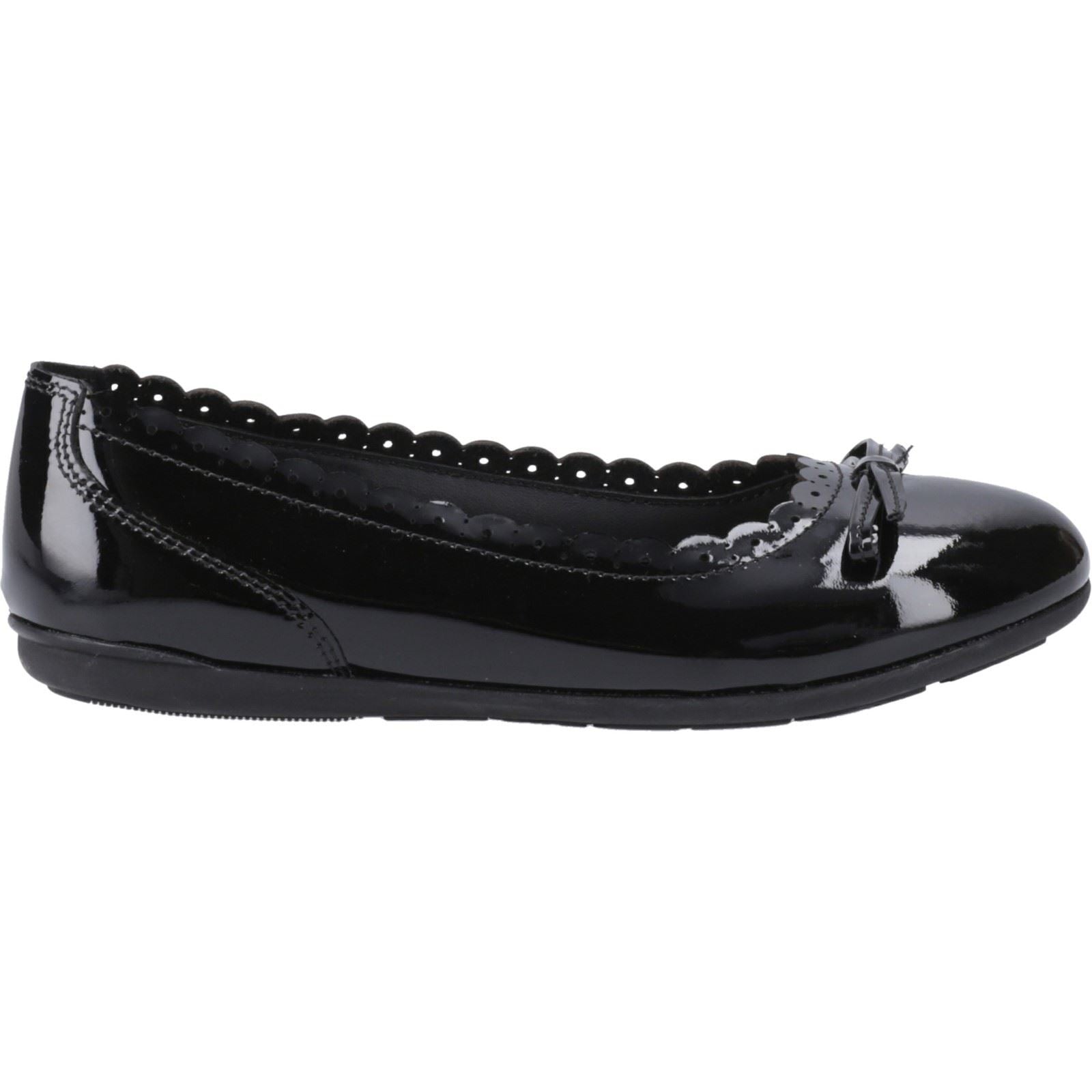 Hush Puppies Lillie Ballerina Patent Mädchenschwarze Ballettschuhe Aus Leder