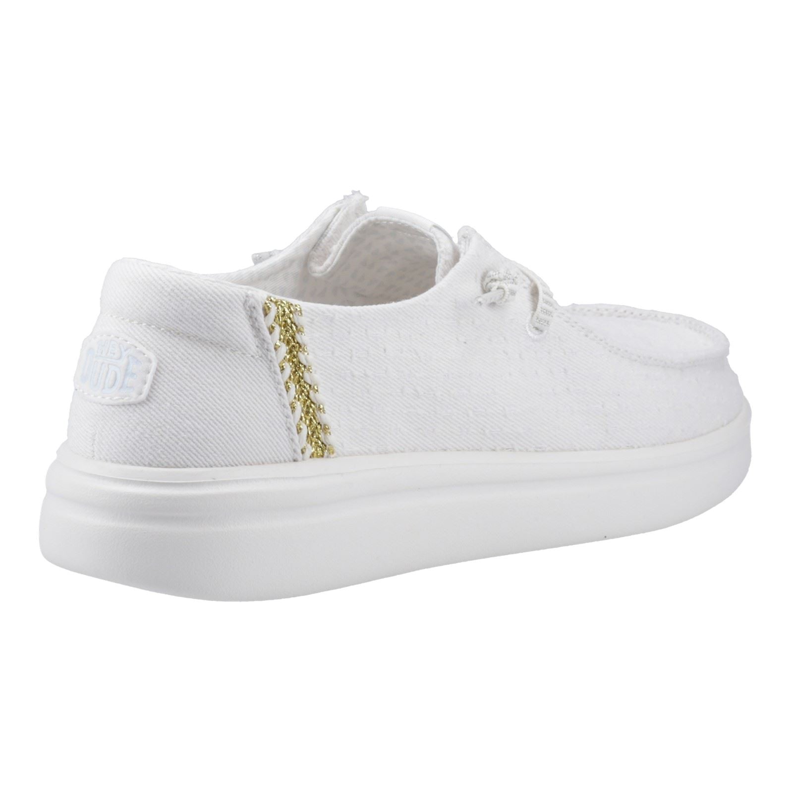HEYDUDE Wendy Rise Perf Canvas Polyester Mischgewebe Damen Weiße Mokassin Schuhe