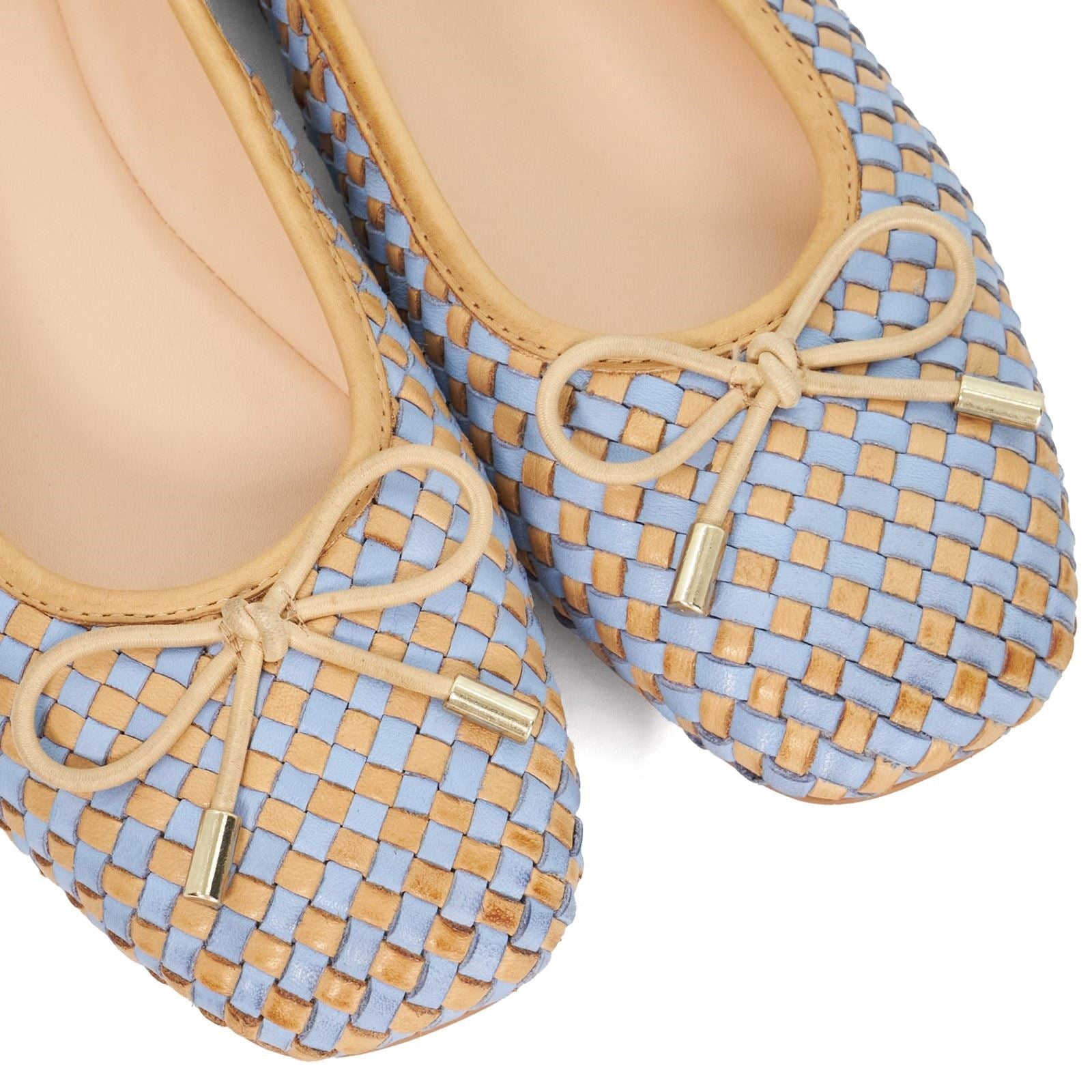 Dune Heights Damen Ballerinas Aus Blauem Leder