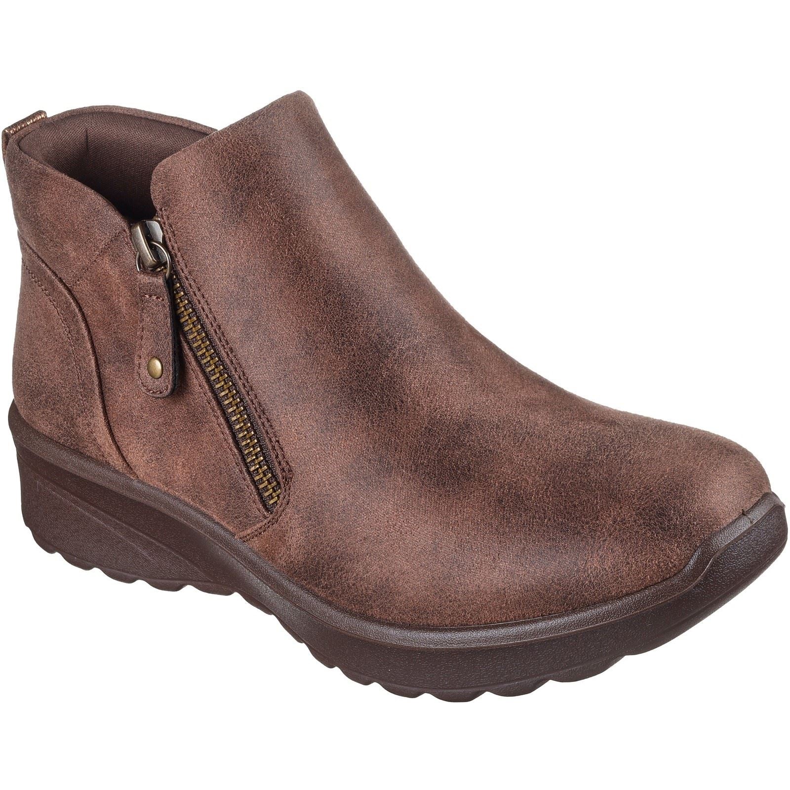 Skechers Lovely Vibe Fall In Bloom Textile Damen Schokoladenbraune Winterstiefeletten