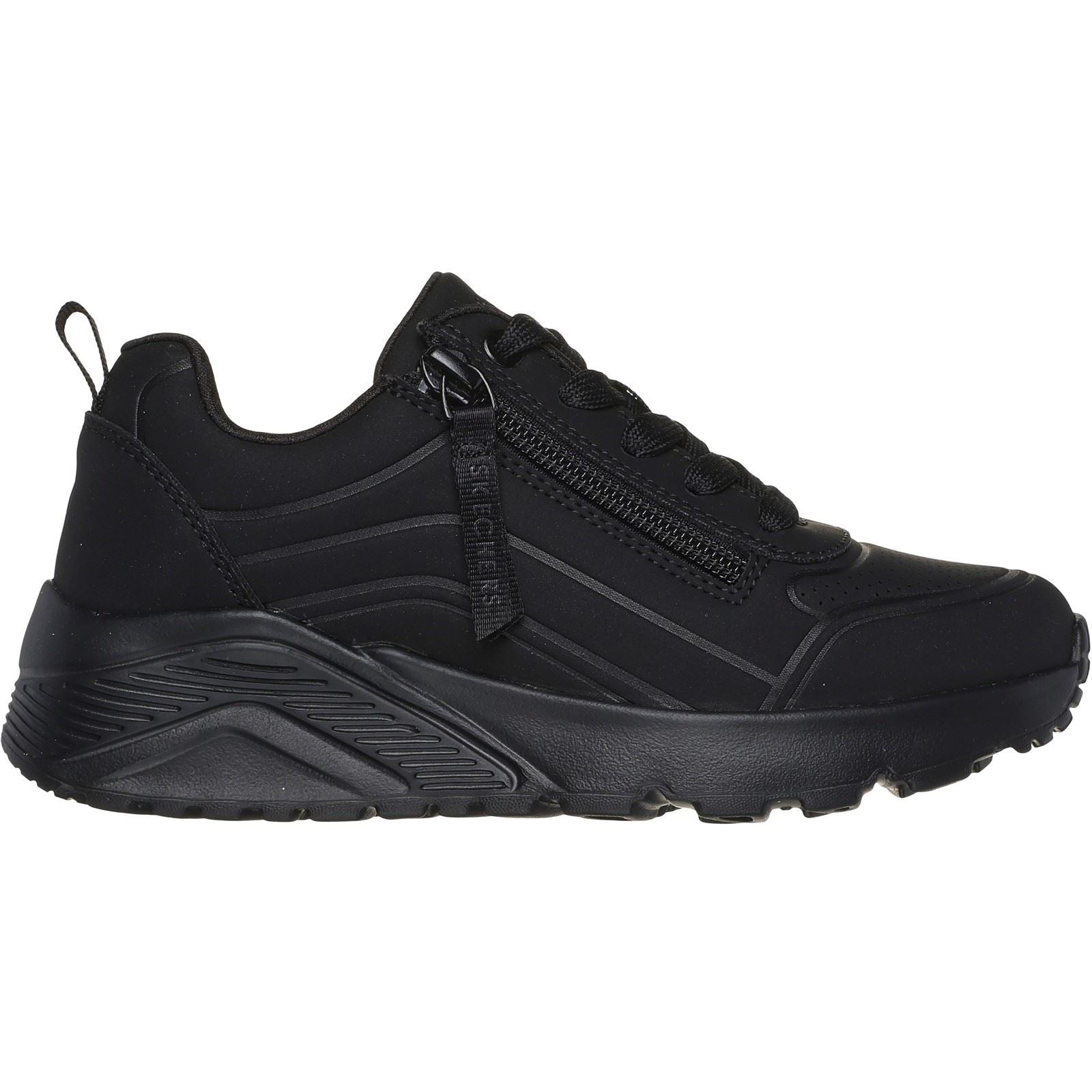 Skechers Uno Lite Easy Zip Mädchen Schwarze Farbe Sneaker Aus Polyurethan