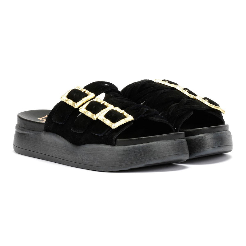 Desert Fleur Gypsum  Damen Sandalen Aus Schwarzem Wildleder