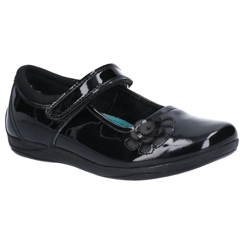 Hush Puppies Jessica Junior Patent Mädchenschuhe Aus Schwarzem Lackleder