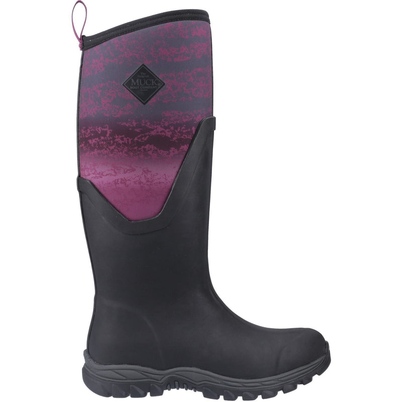 Muck Boots Arctic Sport II Tall Damen Gummistiefel in Schwarz/Magenta Verlauf für den Winter bis zum Knie