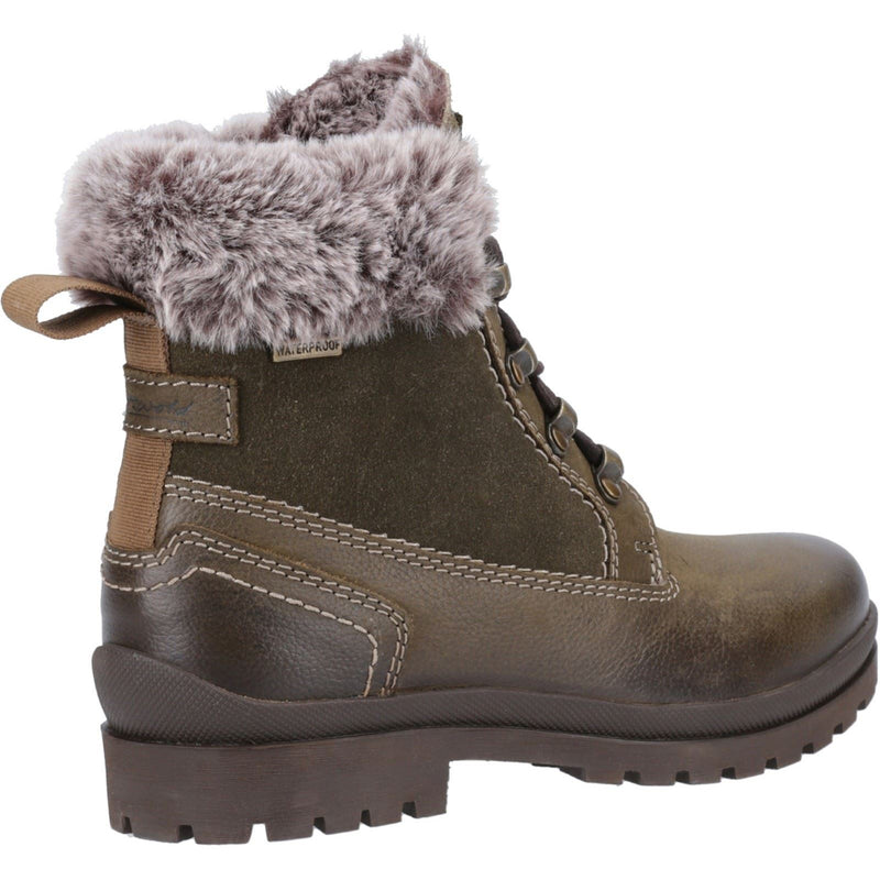 Cotswold Evenlode Leder Damen Khaki Winter Knöchelstiefel