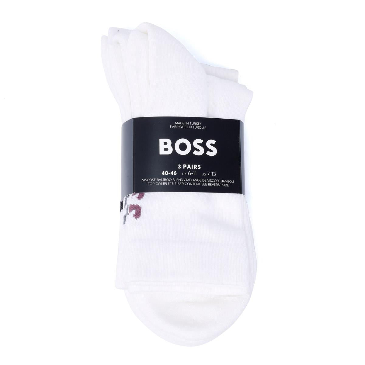 Boss 3 Pack Logo EU 40 - 46 Herren-Socken Knöchelhoch In Weiß