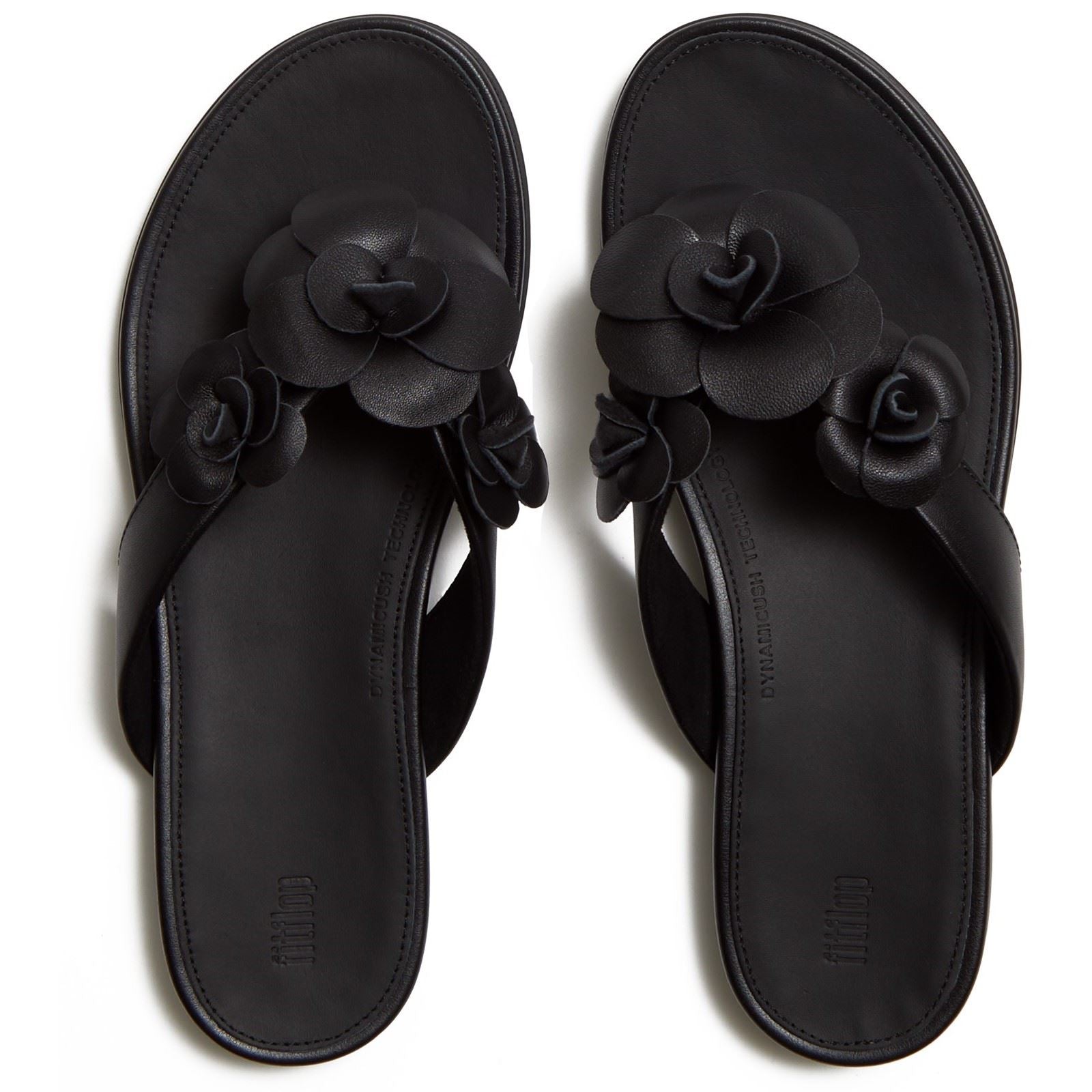 Fitflop Gracie Flower Leder Damen Schwarze Farbe Flip-Flops