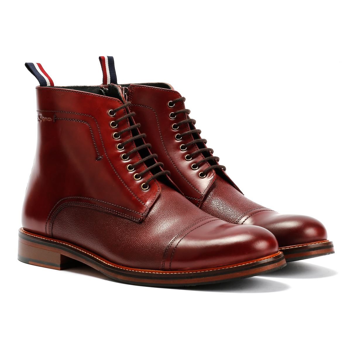 Ben Sherman Harrington Leder Herren Rote Stiefel
