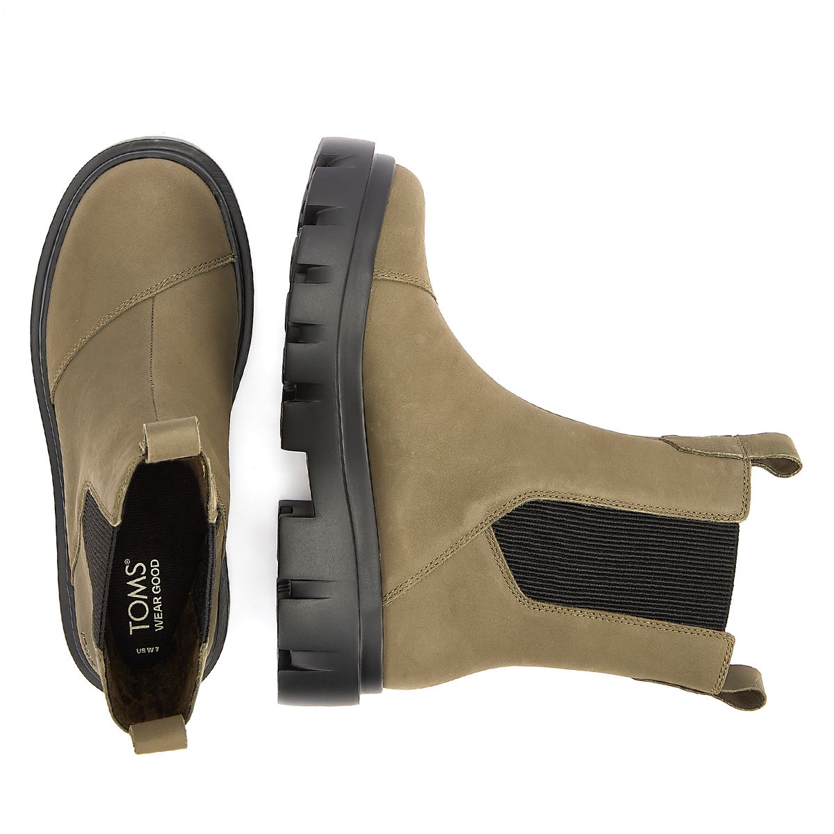 TOMS Rowan Leder Damen Olive Stiefel