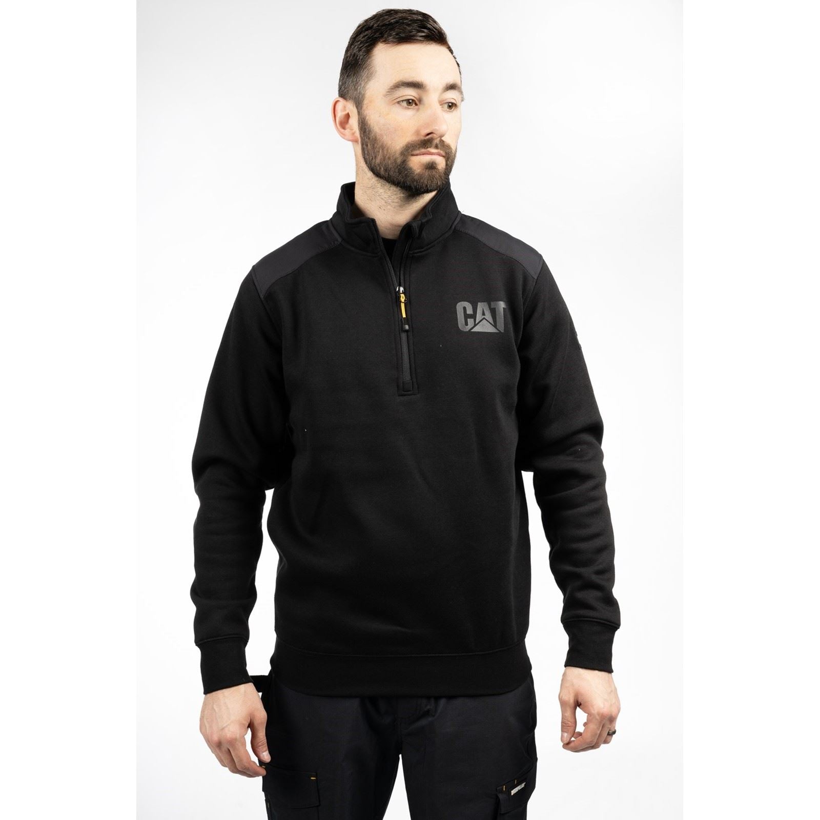 Caterpillar Essential 1/4 Zip Polyester Herren Schwarz Sweatshirt
