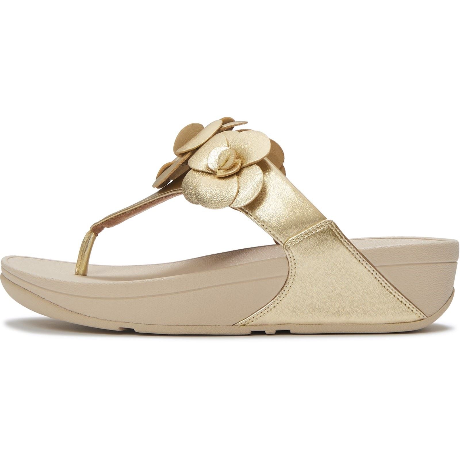 Fitflop Lulu Flower Toe-Post Polyurethan Damen Platino Sandalen