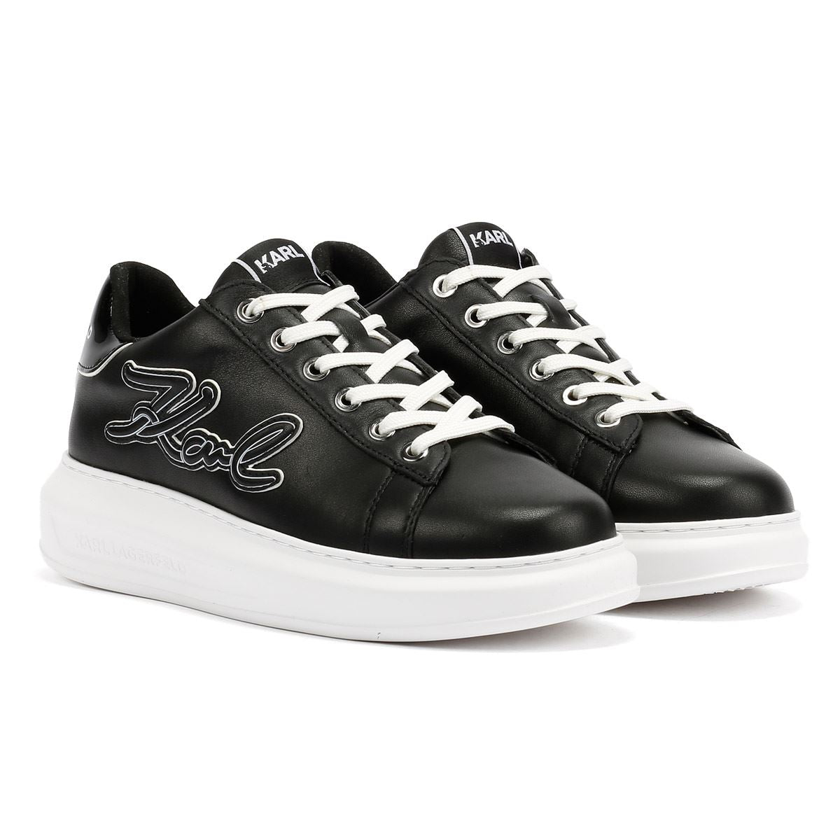 Karl Lagerfeld Kapri Signia Emboss Lo Lace Damen-Sneaker Aus Schwarzem Leder
