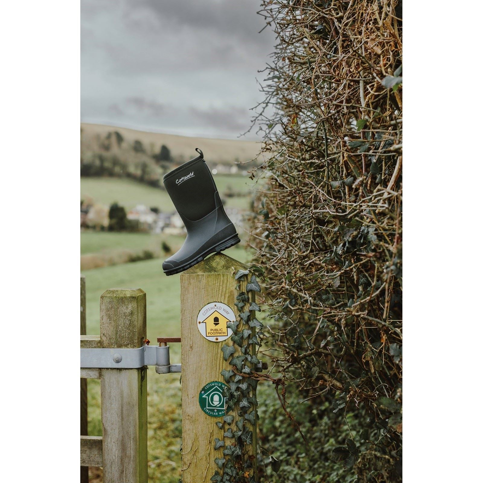 Cotswold Hilly Neoprene TPR+Neopren Unisex Kinder Gummistiefel in Grün