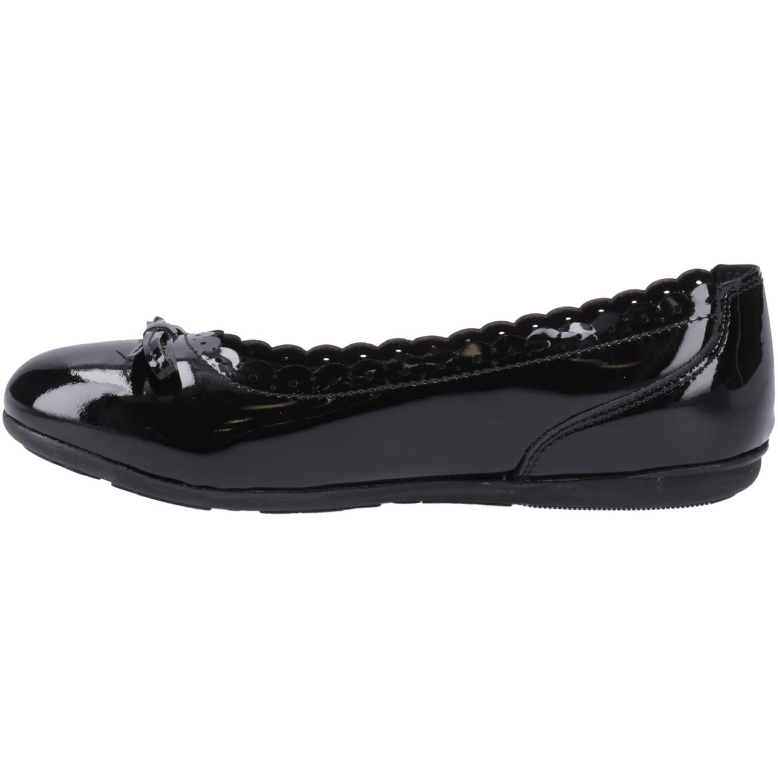 Hush Puppies Lillie Ballerina Patent Mädchenschwarze Ballettschuhe Aus Leder