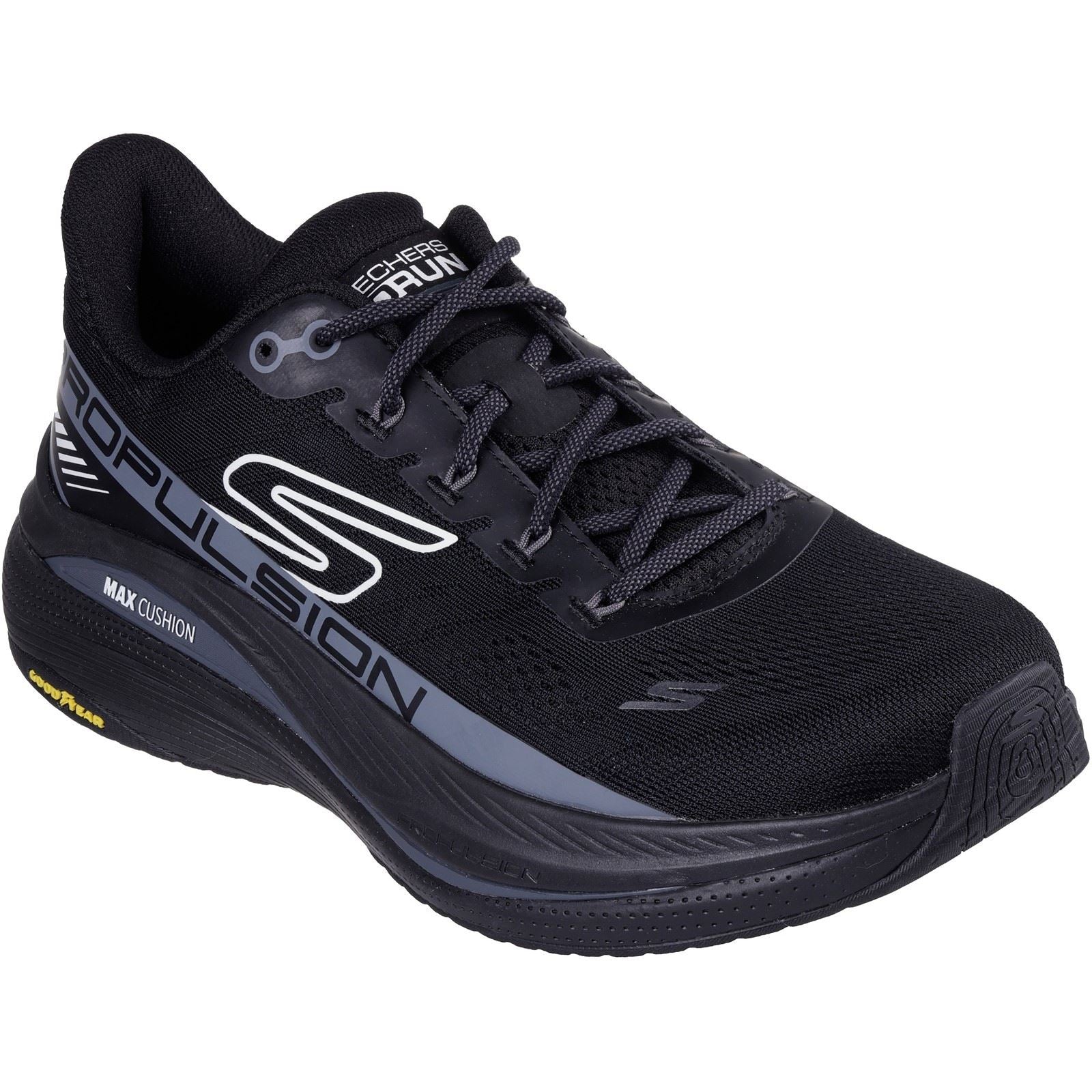 Skechers Performance Max Cushioning Propulsion Textile Herrenschwarze Sneakers