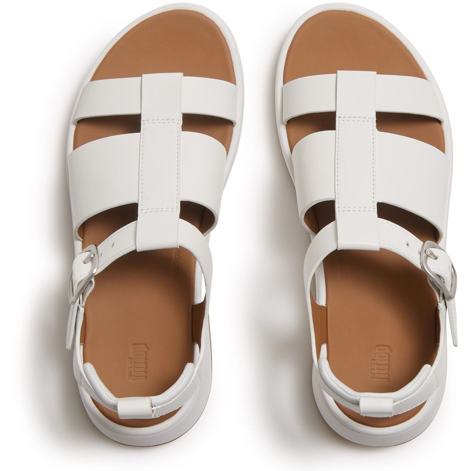 Fitflop F-Mode Fisherman Leder Damen Urban Weiße Schmale Sandalen