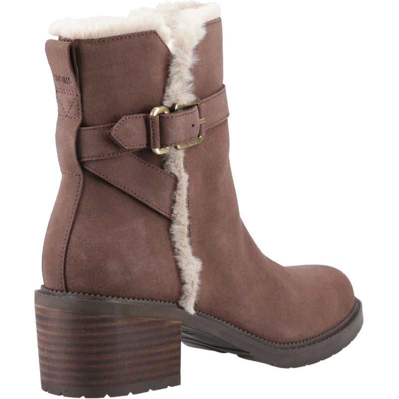 TOMS Hailey Buckle Leder Damen Eichenbraune Absatzstiefeletten