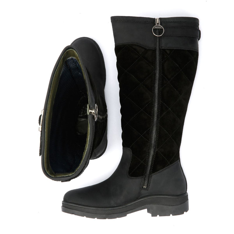 Barbour Oak Tall Damenstiefel Aus Schwarzem Wildleder