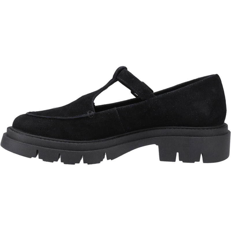 Hush Puppies Nella T-Bar Damen Schuhe Aus Wildleder In Schwarz
