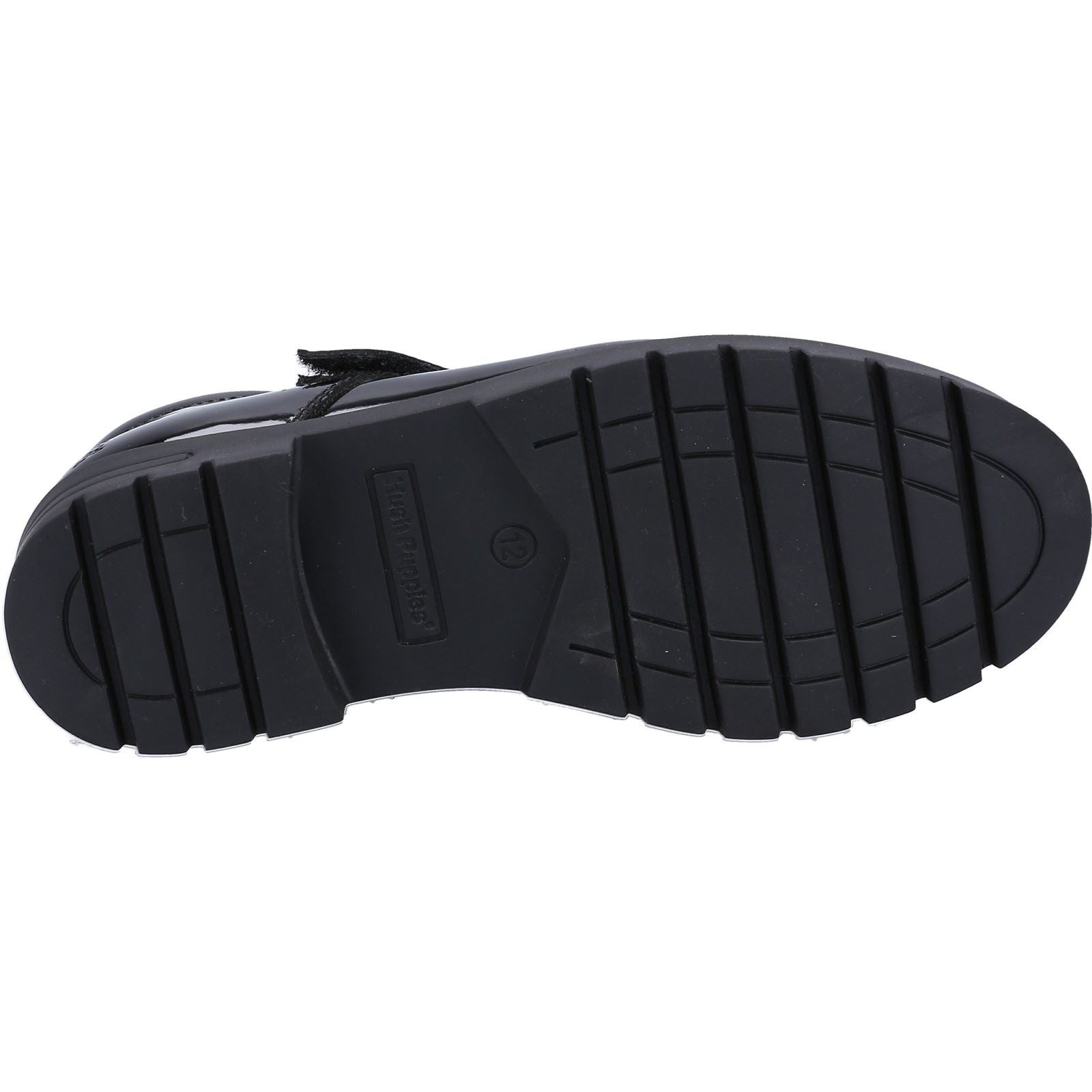 Hush Puppies Sabrina Patent JNR Mädchenschuhe Aus Schwarzem Leder