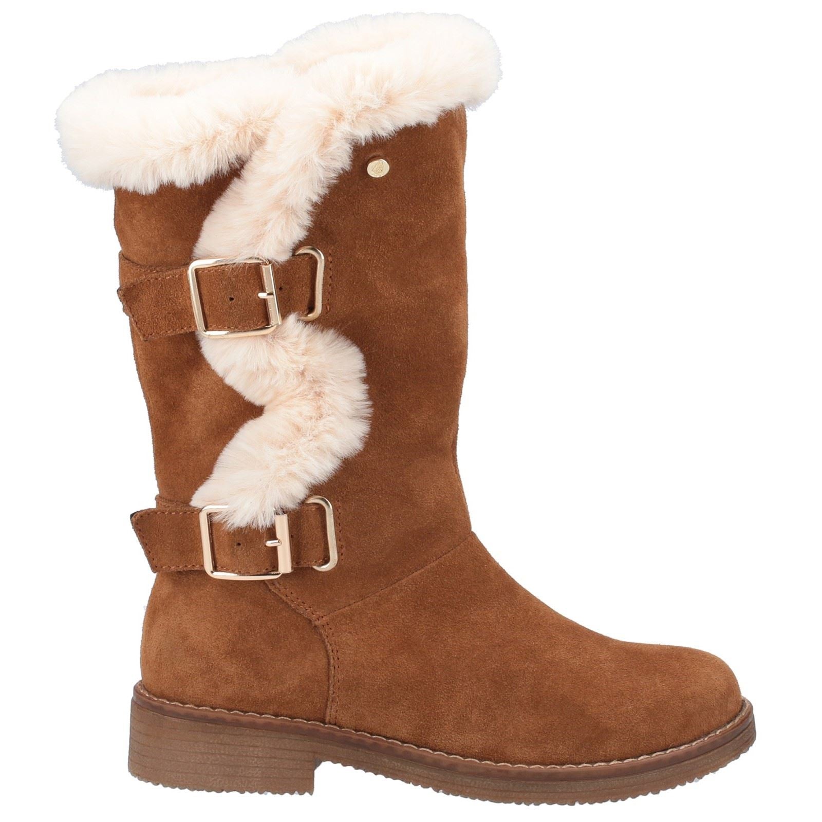 Hush Puppies Megan Wide Wildleder Damen Stiefeletten In Tan