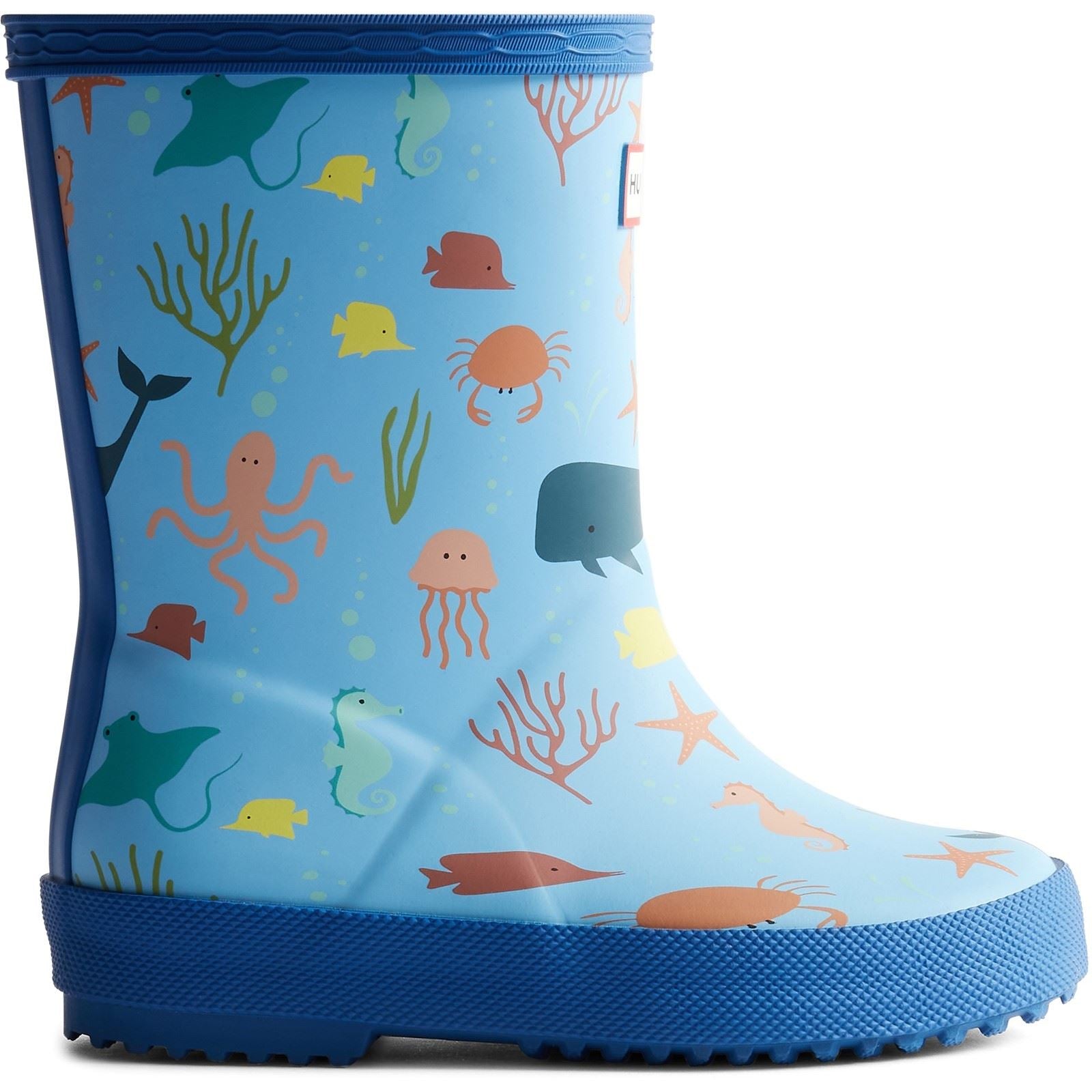 Hunter Kids First Classic Ocean Print Boot Gummi Unisex Kinder Amplifying Blau/Libelle Blau Gummistiefel