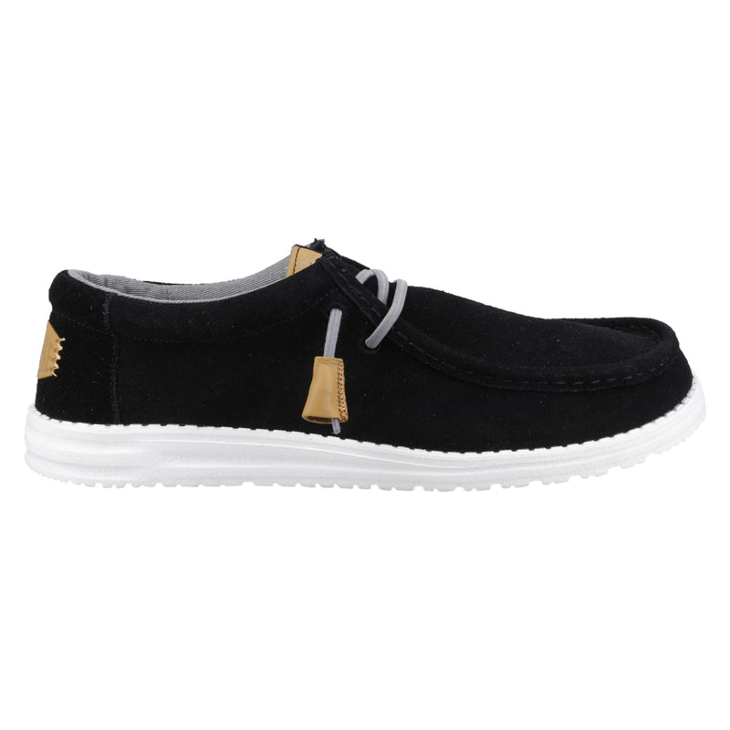 HEYDUDE Wally Craft Leder Herren Schwarze Bootsschuhe