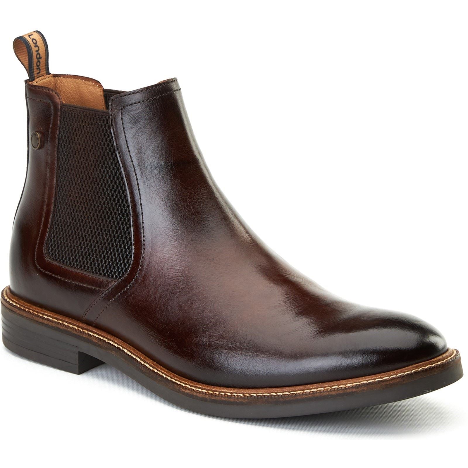 Base London Sussex Leder Herren Stiefel In Verbranntem Braun