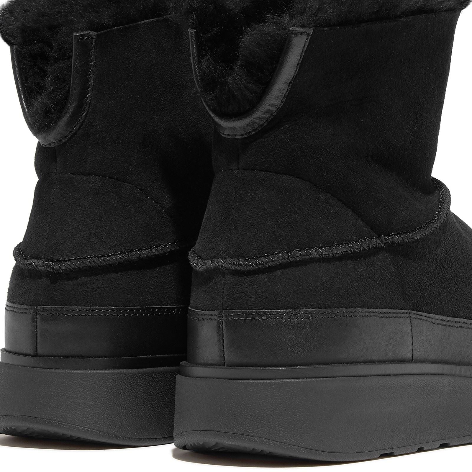 Fitflop Gen-FF Mini Double-Faced Leder Damen Ganz in Schwarz Stiefel