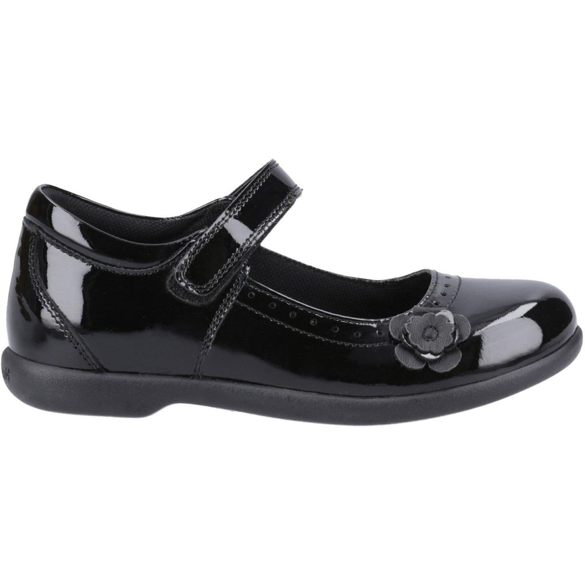 Hush Puppies Bethany Patent Junior Mädchenschuhe Aus Schwarzem Leder