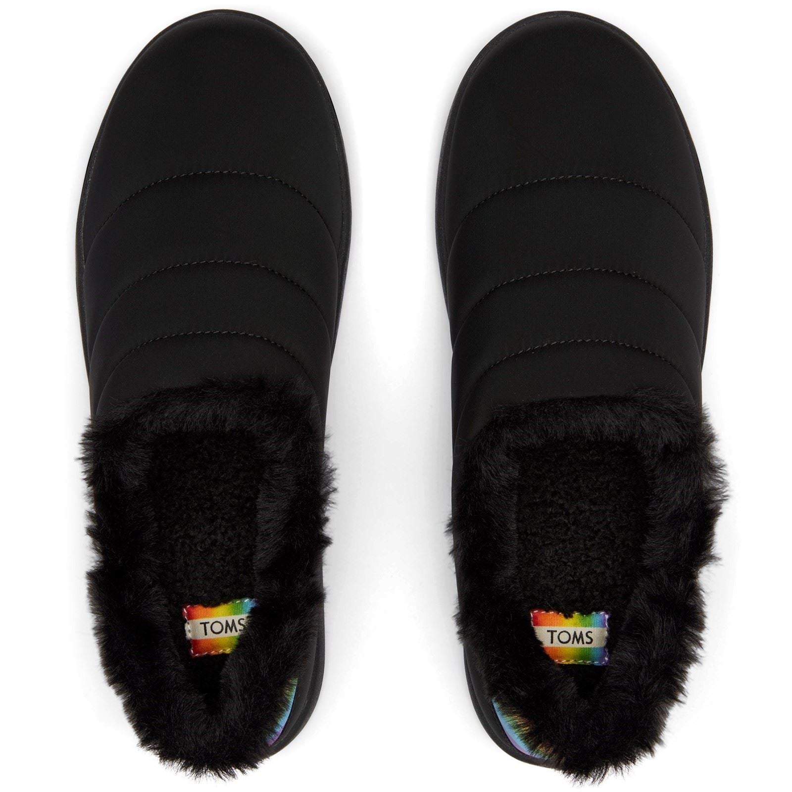 TOMS Ezra Nylon Damen Schwarz Matt Gewebte/Regenbogen Hausschuhe
