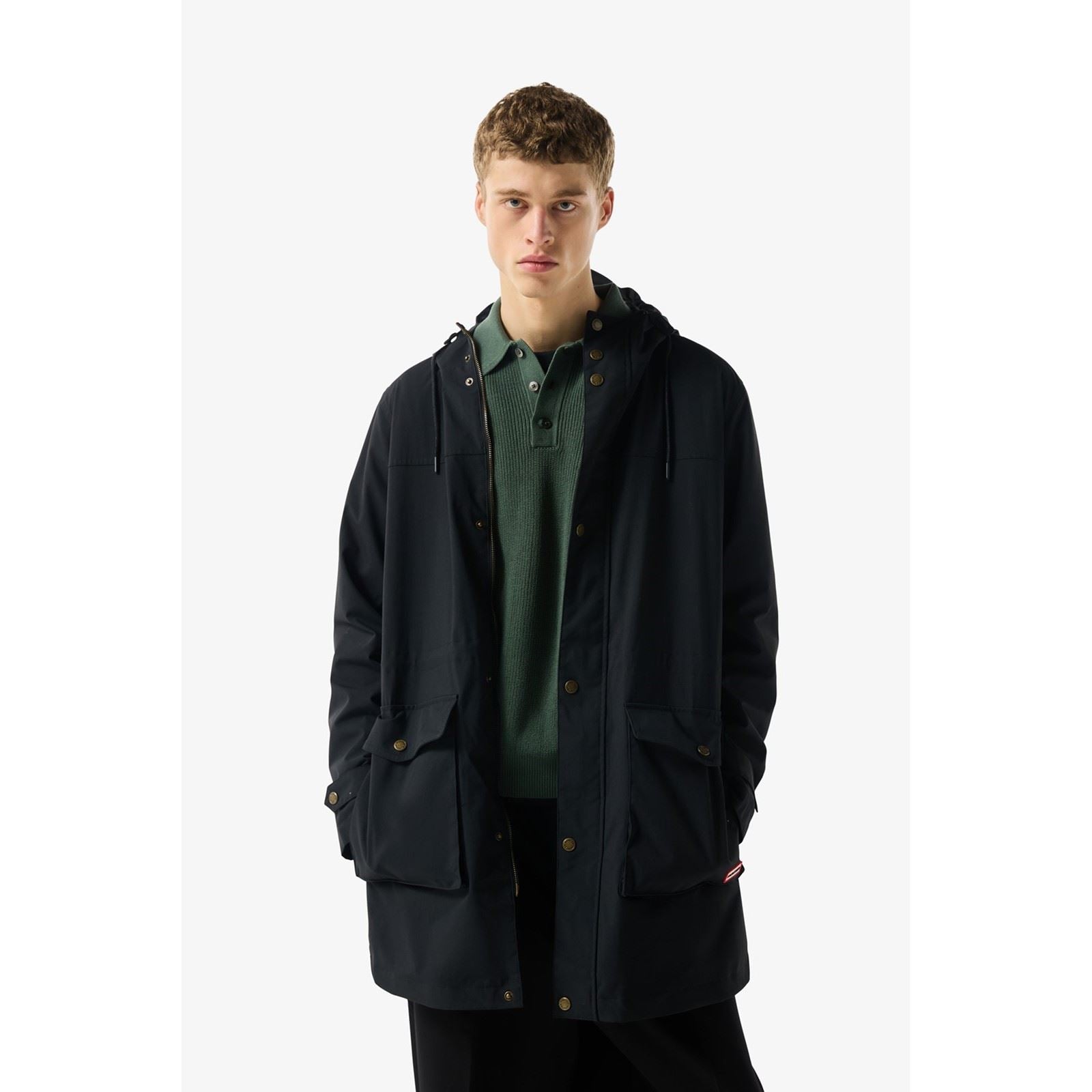 Hunter Lightweight Waterproof Herren Schwarze Regenparkas