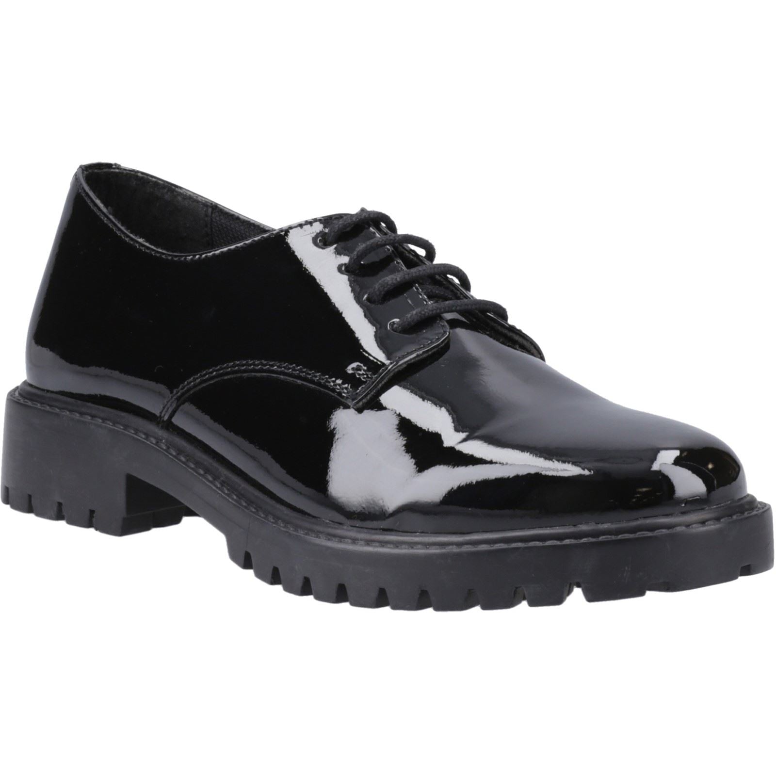 Hush Puppies Aubrey Mädchenschwarze Derby Schuhe Aus Leder