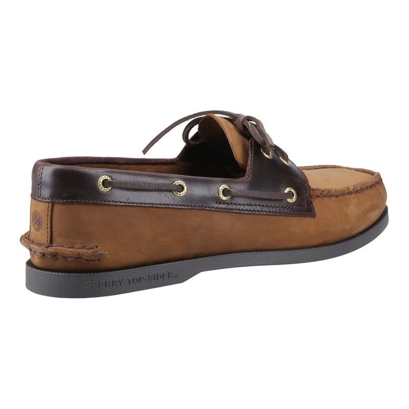 Sperry Authentic 2 Eye Herren Bootsschuhe Aus Braunem Leder Kombimaterial