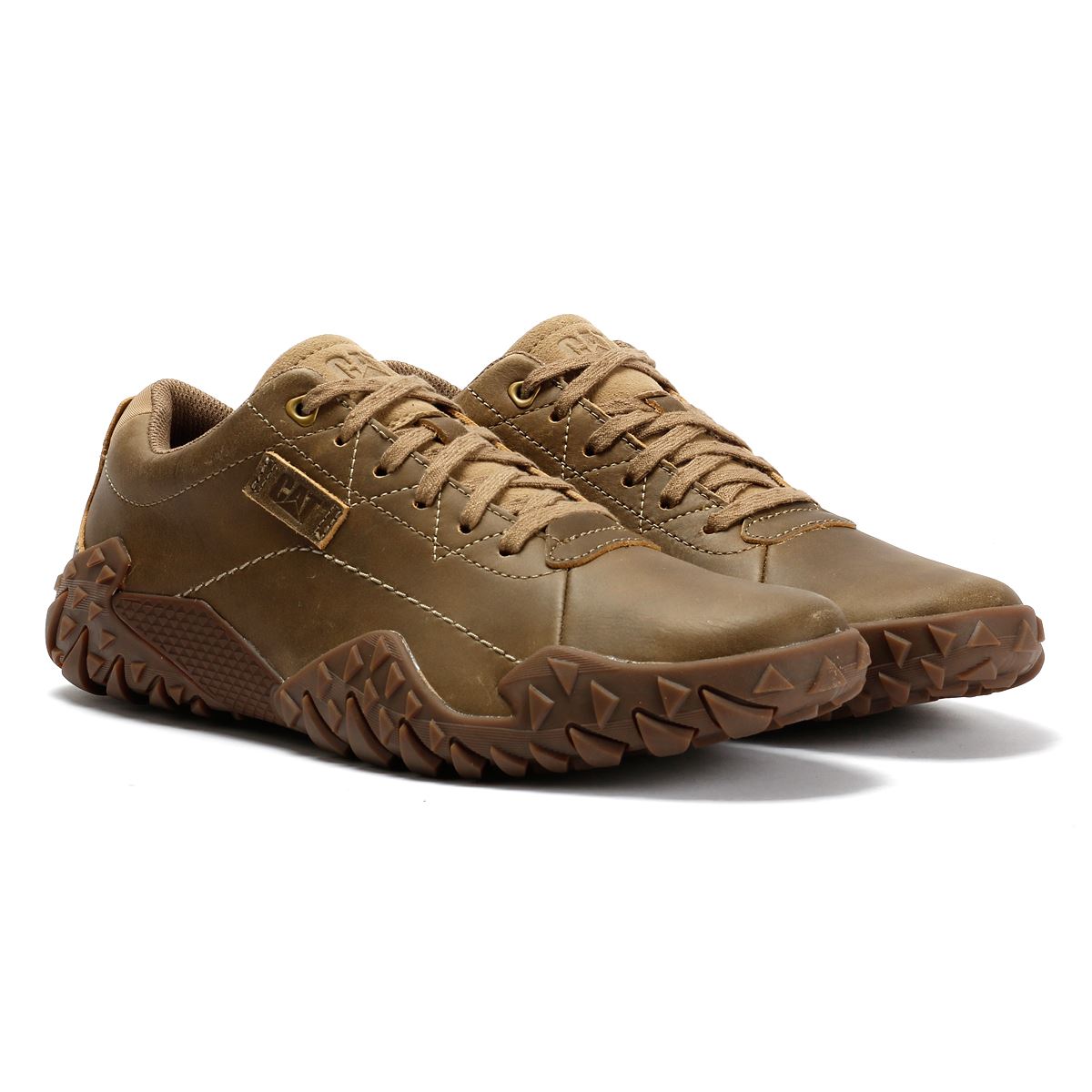 Caterpillar Gridlock Lo Full Grain Leder Herren Beigefarbene Schnürschuhe