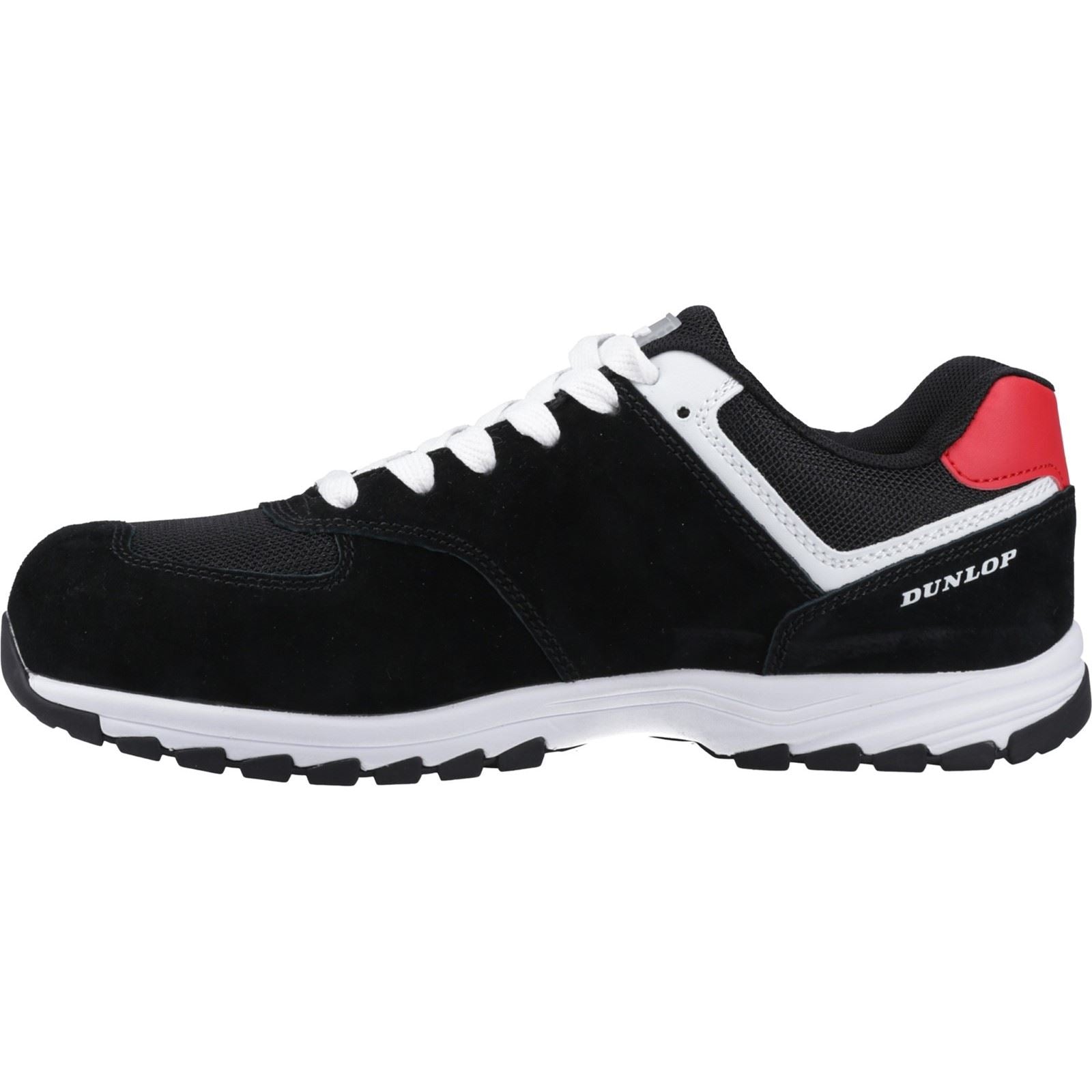 Dunlop Arrow Wildleder Herren Sicherheits-Sneaker In Schwarz/Rot/Weiß