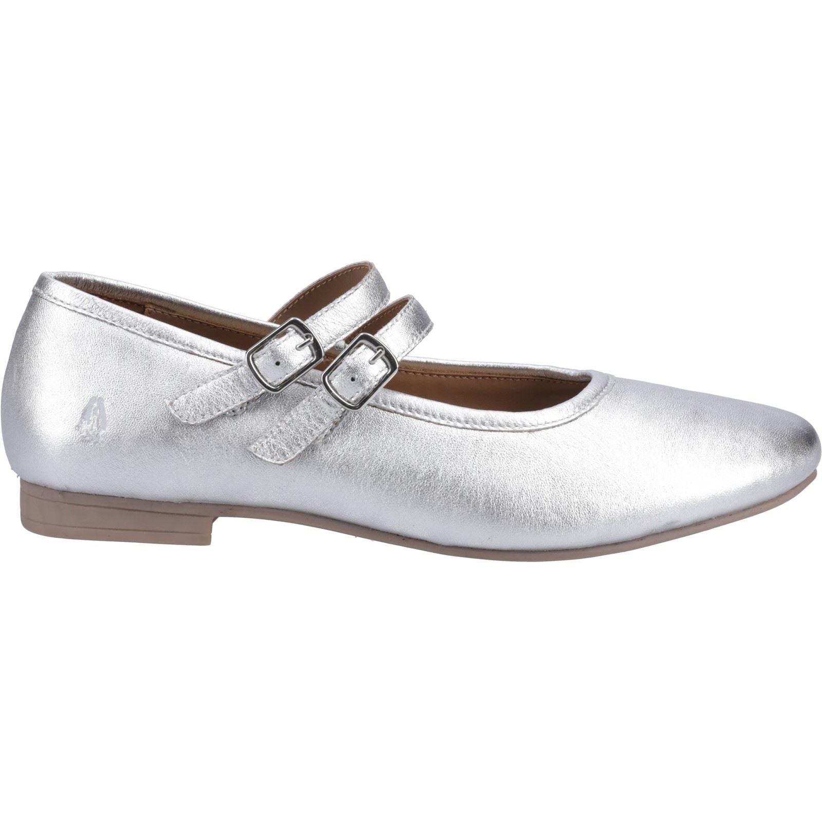 Hush Puppies Nancy Mary Jane Damen Silber Flats Aus Leder