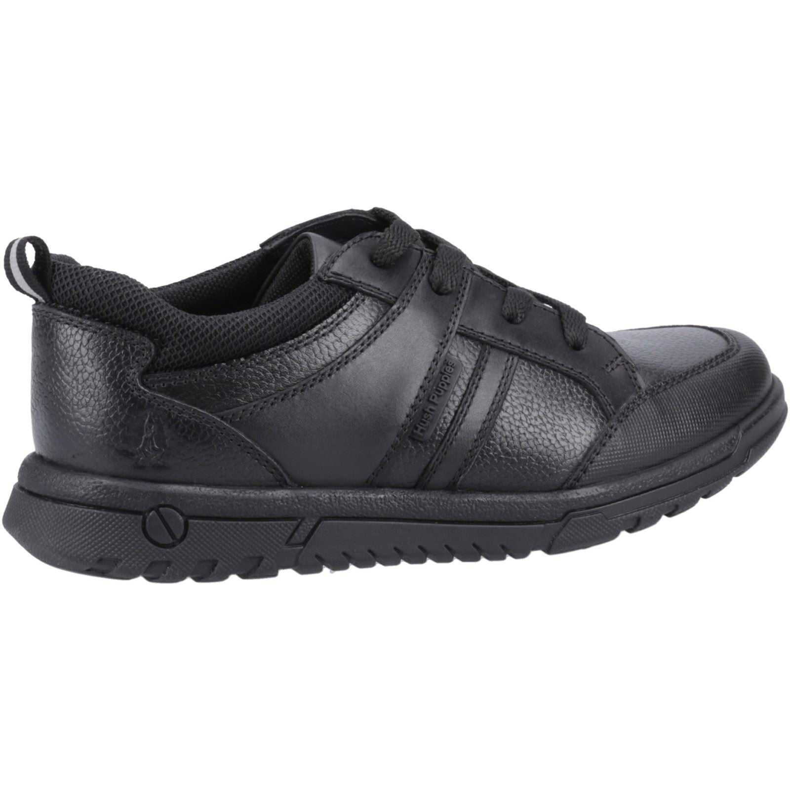 Hush Puppies Steven Senior Die Schwarzen Schnürschuhe Für Jungen Aus Leder